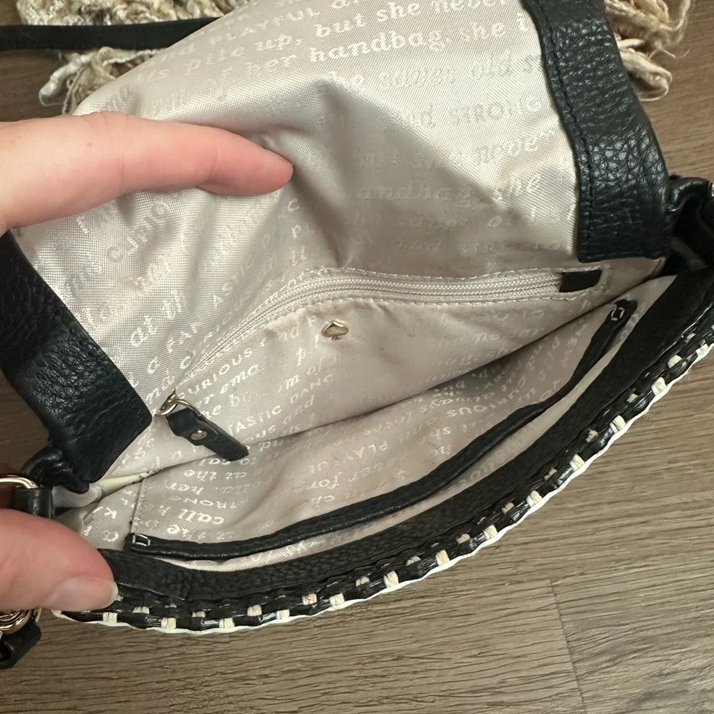 kate spade Black Pebbled Leather Crossbody with Contrast Stitching